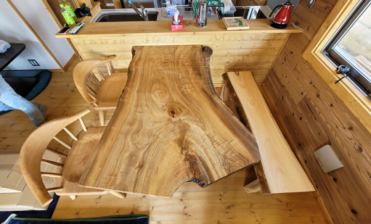 楠一枚板ダイニングテーブルセット