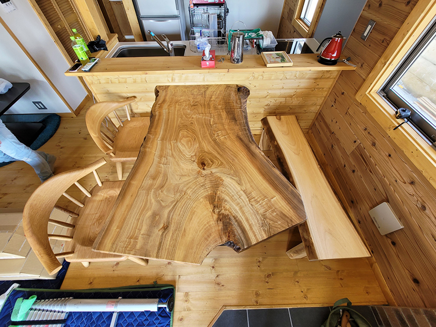 楠一枚板ダイニングテーブルセット