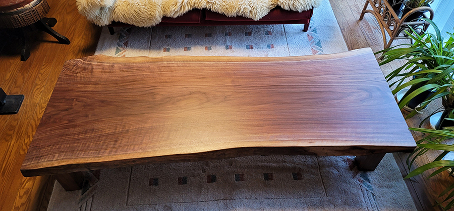 ブラックウォルナット一枚板ローテーブル