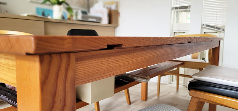 持ち込み一枚板でテーブル製作