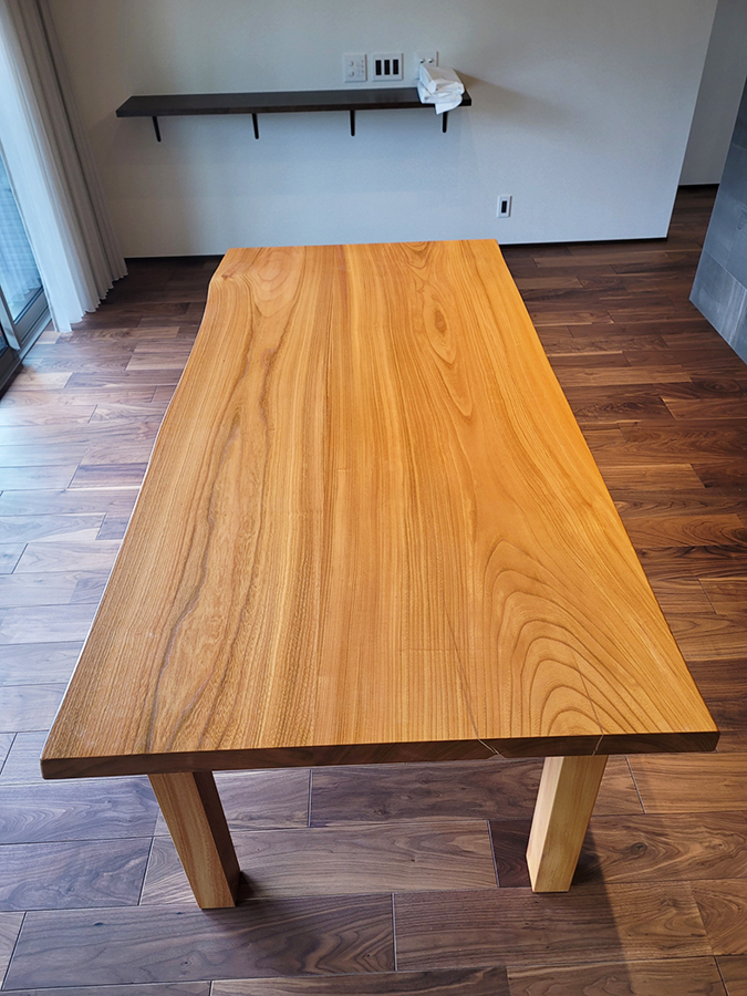欅無垢テーブル製作