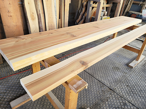 杉一枚板カウンターセット