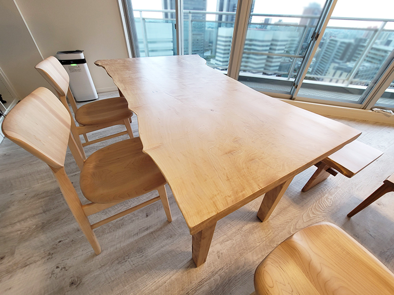 栃一枚板ダイニングテーブル製作事例