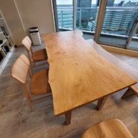 栃一枚板ダイニングテーブルセット納品