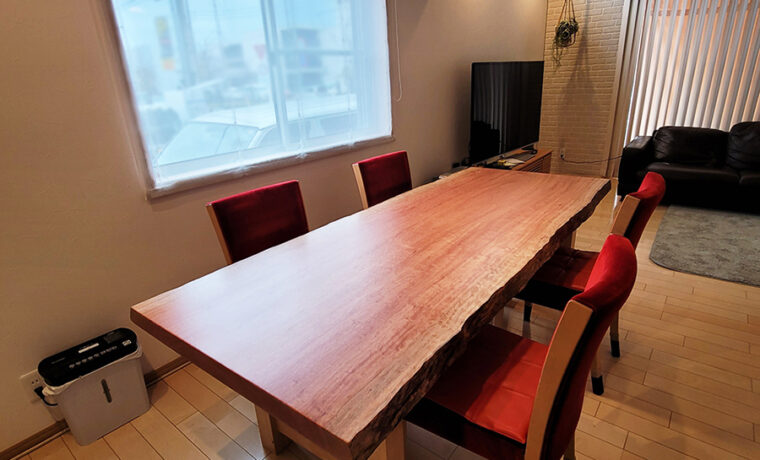 ボセ【アフリカンチェリー】一枚板ダイニングテーブル