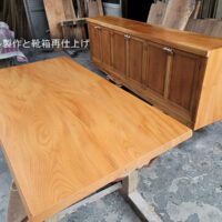 欅無垢テーブル天板&玄関靴箱