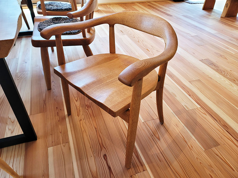 ナラ肘付き椅子製作